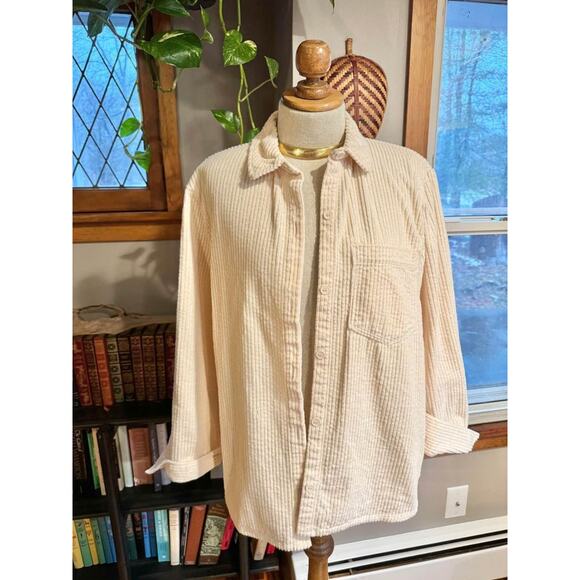 Cream Corduroy Button Up Shirt - Picture 1 of 7